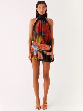 Peppermayo Willow Chiffon Mini Dress - Moody Floral